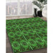 Patterned Dark Forest Green Rug in Family Room, pat2998grn