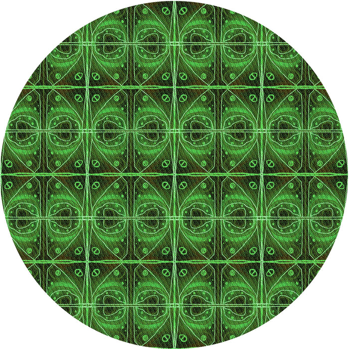 Square Machine Washable Transitional Dark Forest Green Rug in a Living Room, wshpat2998grn