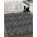 Patterned Charcoal Black Rug in Family Room, pat2998gry