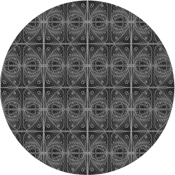 Square Patterned Charcoal Black Rug, pat2998gry