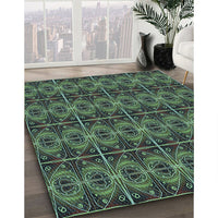 Patterned Charcoal Black Rug, pat2998lblu