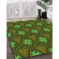 Patterned Milk Chocolate Brown Rug, pat2999grn