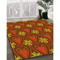 Patterned Tomato Red Rug, pat2999yw