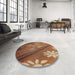 Round Machine Washable Transitional Saffron Red Rug in a Office, wshpat299