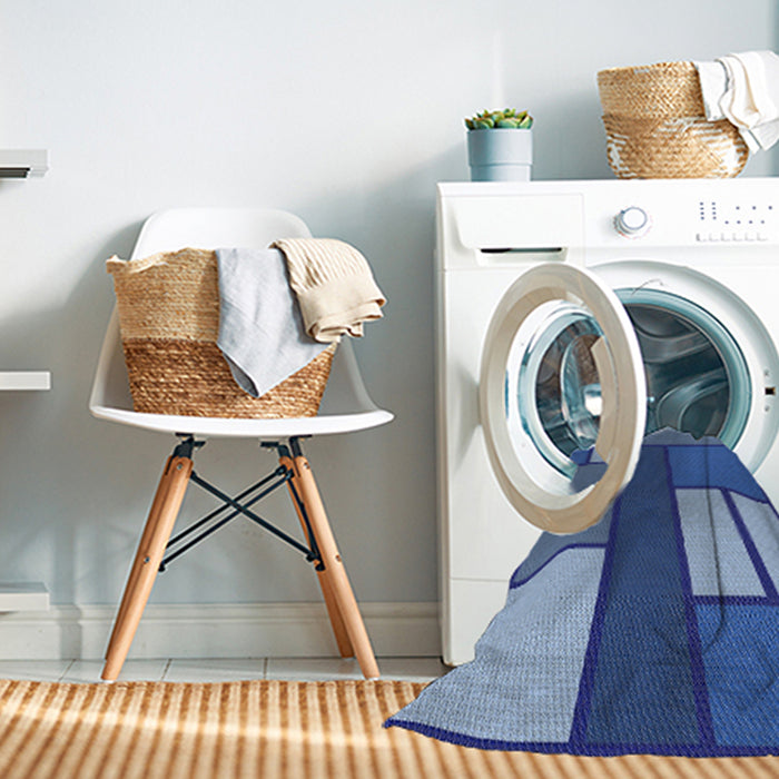 Patterned Blue Abstract Machine Washable Rug in a Washing Machine, wshpat2