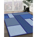 Patterned Blue Abstract Machine Washable Rug in a Family Room, wshpat2