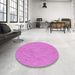 Round Patterned Violet Purple Rug in a Office, pat3pur