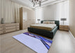 Patterned Slate Blue Rug in a Bedroom, pat30blu