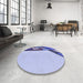 Round Patterned Slate Blue Rug in a Office, pat30blu