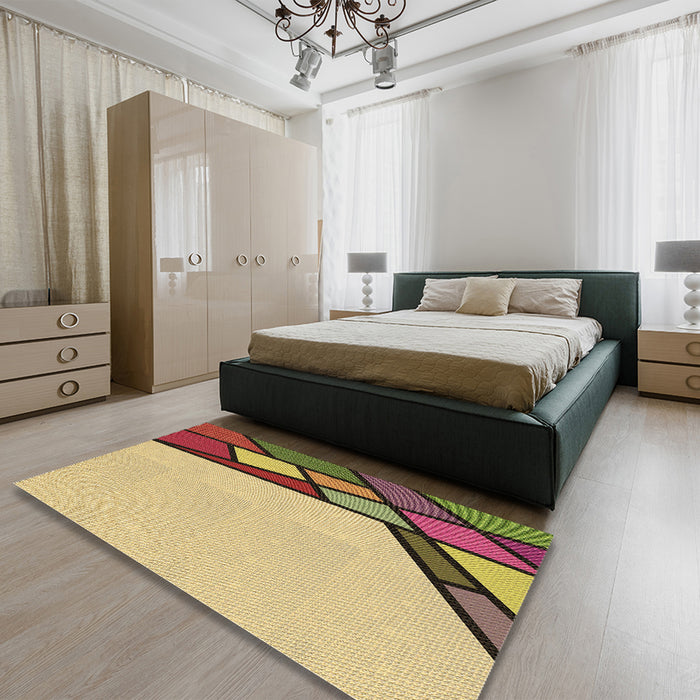 Patterned Light Brown Rug in a Bedroom, pat30brn