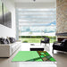 Square Patterned Dark Lime Green Rug in a Living Room, pat30grn