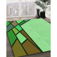 Patterned Dark Lime Green Rug, pat30grn