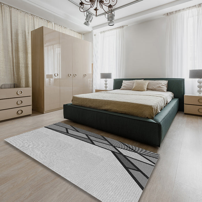 Patterned Platinum Silver Gray Rug in a Bedroom, pat30gry