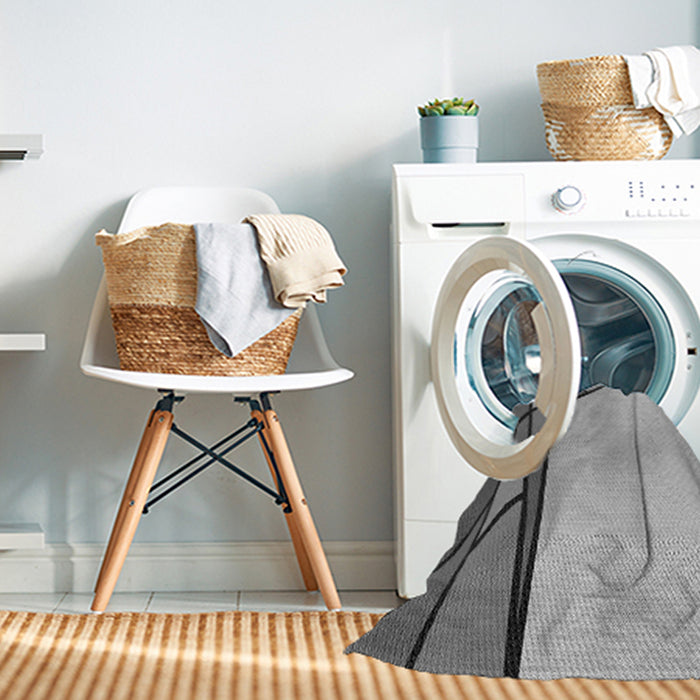 Machine Washable Transitional Platinum Silver Gray Rug in a Washing Machine, wshpat30gry