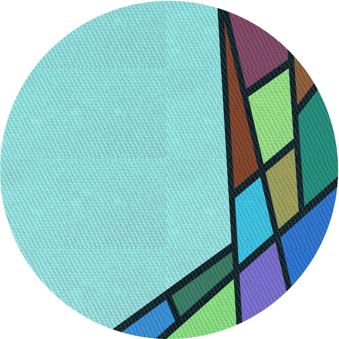 Square Patterned Aquamarine Stone Green Rug, pat30lblu