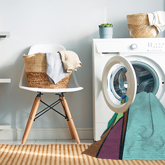 Machine Washable Transitional Aquamarine Stone Green Rug in a Washing Machine, wshpat30lblu