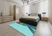 Patterned Aquamarine Stone Green Rug in a Bedroom, pat30lblu