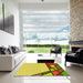 Square Patterned Yellow Rug in a Living Room, pat30yw