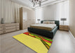 Patterned Yellow Rug in a Bedroom, pat30yw