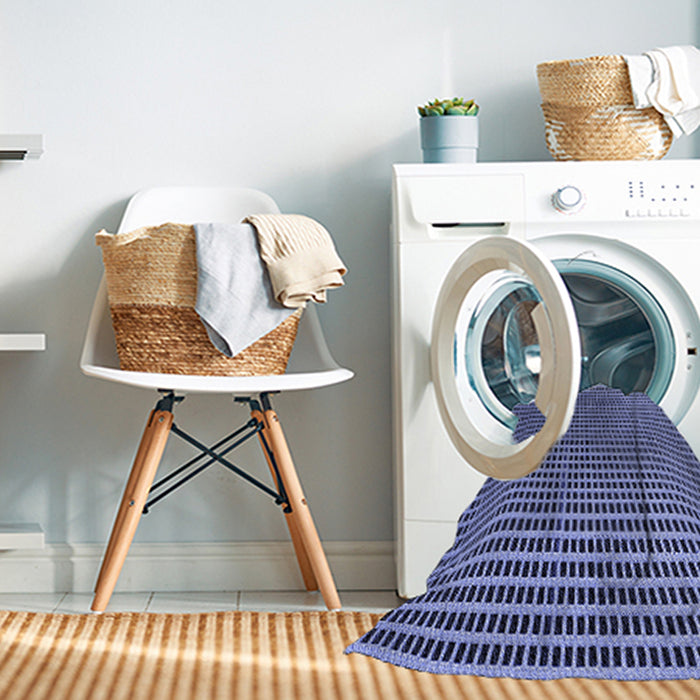 Machine Washable Transitional Blue Rug in a Washing Machine, wshpat300blu