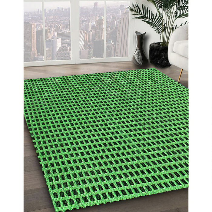 Patterned Deep Emerald Green Rug in Family Room, pat300grn