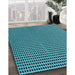 Machine Washable Transitional Bright Turquoise Blue Rug in a Family Room, wshpat300lblu