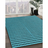 Patterned Bright Turquoise Blue Rug, pat300lblu