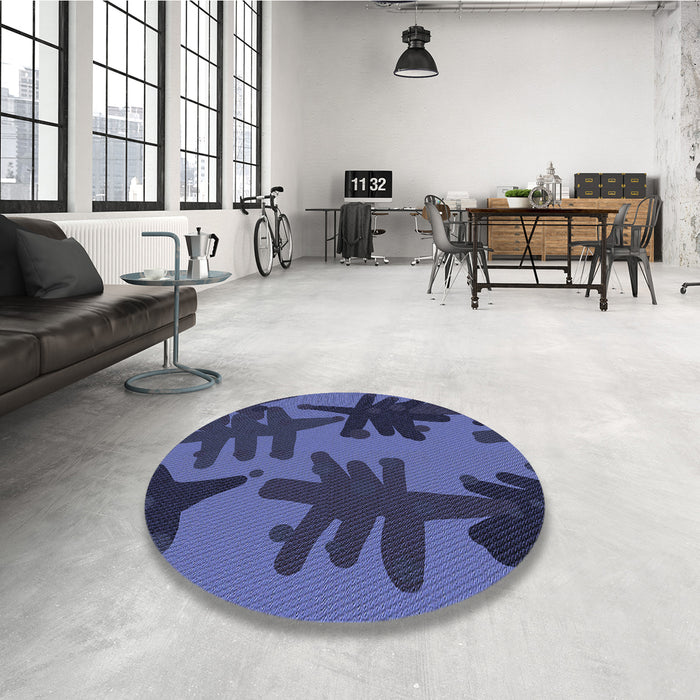 Round Patterned Dark Slate Blue Rug in a Office, pat3000blu