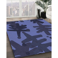 Patterned Dark Slate Blue Rug, pat3000blu