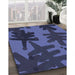 Patterned Dark Slate Blue Rug in Family Room, pat3000blu