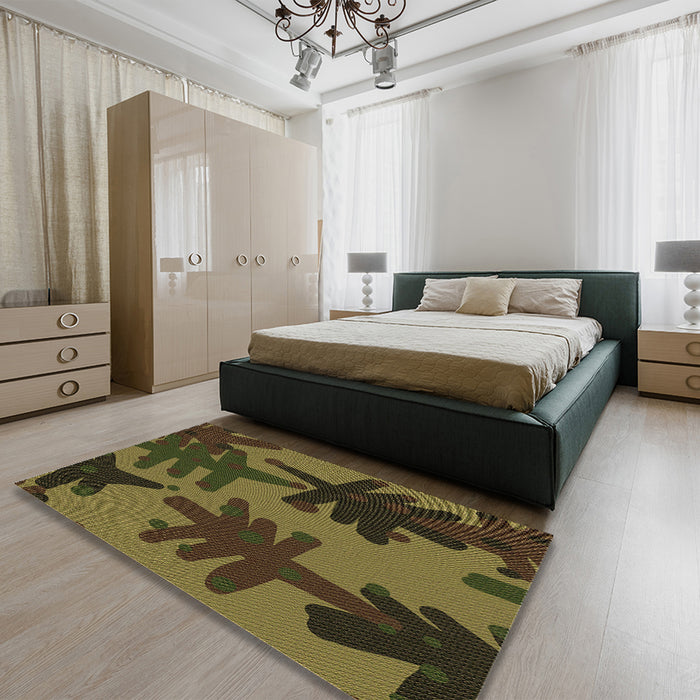 Patterned Milk Chocolate Brown Rug in a Bedroom, pat3000brn