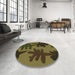 Round Patterned Milk Chocolate Brown Rug in a Office, pat3000brn