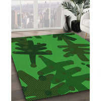 Patterned Deep Emerald Green Rug, pat3000grn