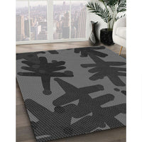 Patterned Charcoal Black Rug, pat3000gry