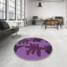 Round Patterned Plum Velvet Purple Rug in a Office, pat3000pur