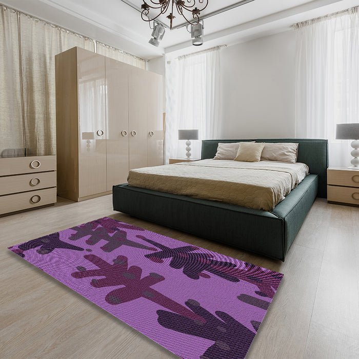 Patterned Plum Velvet Purple Rug in a Bedroom, pat3000pur