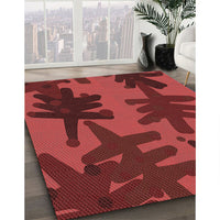 Patterned Cranberry Red Rug, pat3000rd