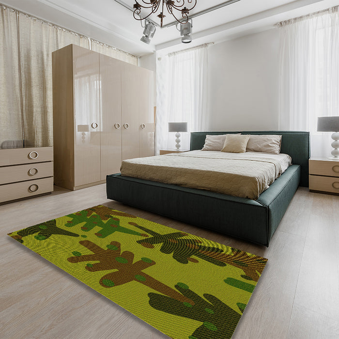 Patterned Milk Chocolate Brown Rug in a Bedroom, pat3000yw