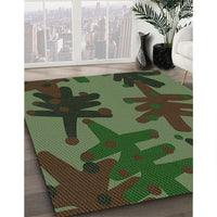 Patterned Dark Forest Green Novelty Rug, pat3000