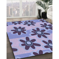 Patterned Deep Periwinkle Purple Rug, pat3001blu