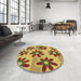 Round Patterned Mahogany Brown Rug in a Office, pat3001brn