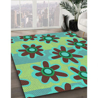 Patterned Lime Mint Green Rug, pat3001lblu