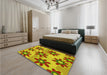 Patterned Mahogany Brown Rug in a Bedroom, pat3001yw