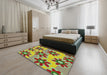 Patterned Green Novelty Rug in a Bedroom, pat3001