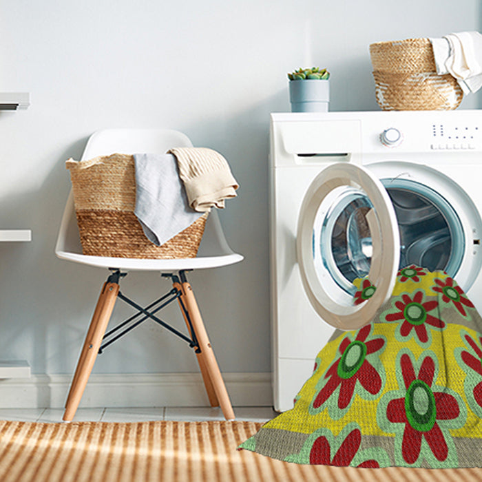 Machine Washable Transitional Green Rug in a Washing Machine, wshpat3001