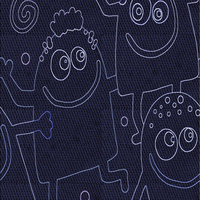 Patterned Black Rug, pat3002blu