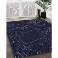 Patterned Black Rug, pat3002blu