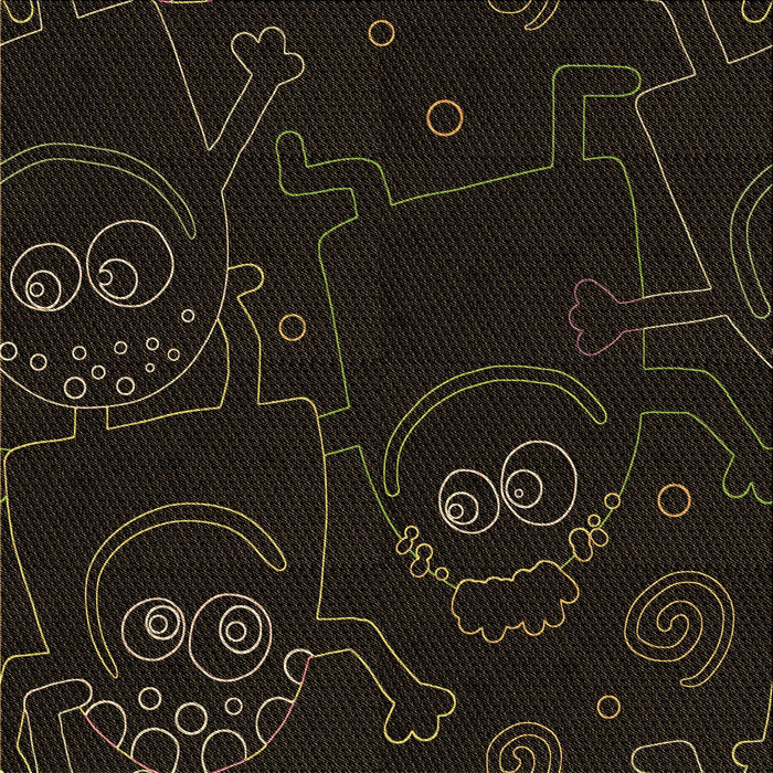 Round Patterned Black Rug, pat3002brn