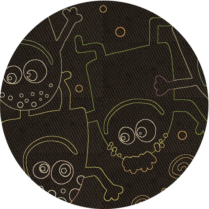 Square Machine Washable Transitional Black Rug in a Living Room, wshpat3002brn