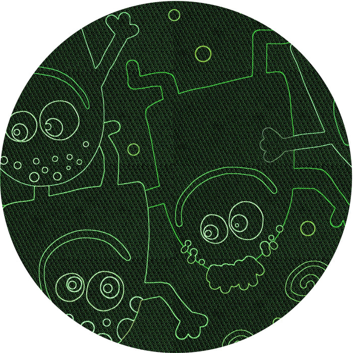 Square Patterned Deep Emerald Green Rug, pat3002grn